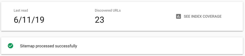 Google search console sitemap coverage.